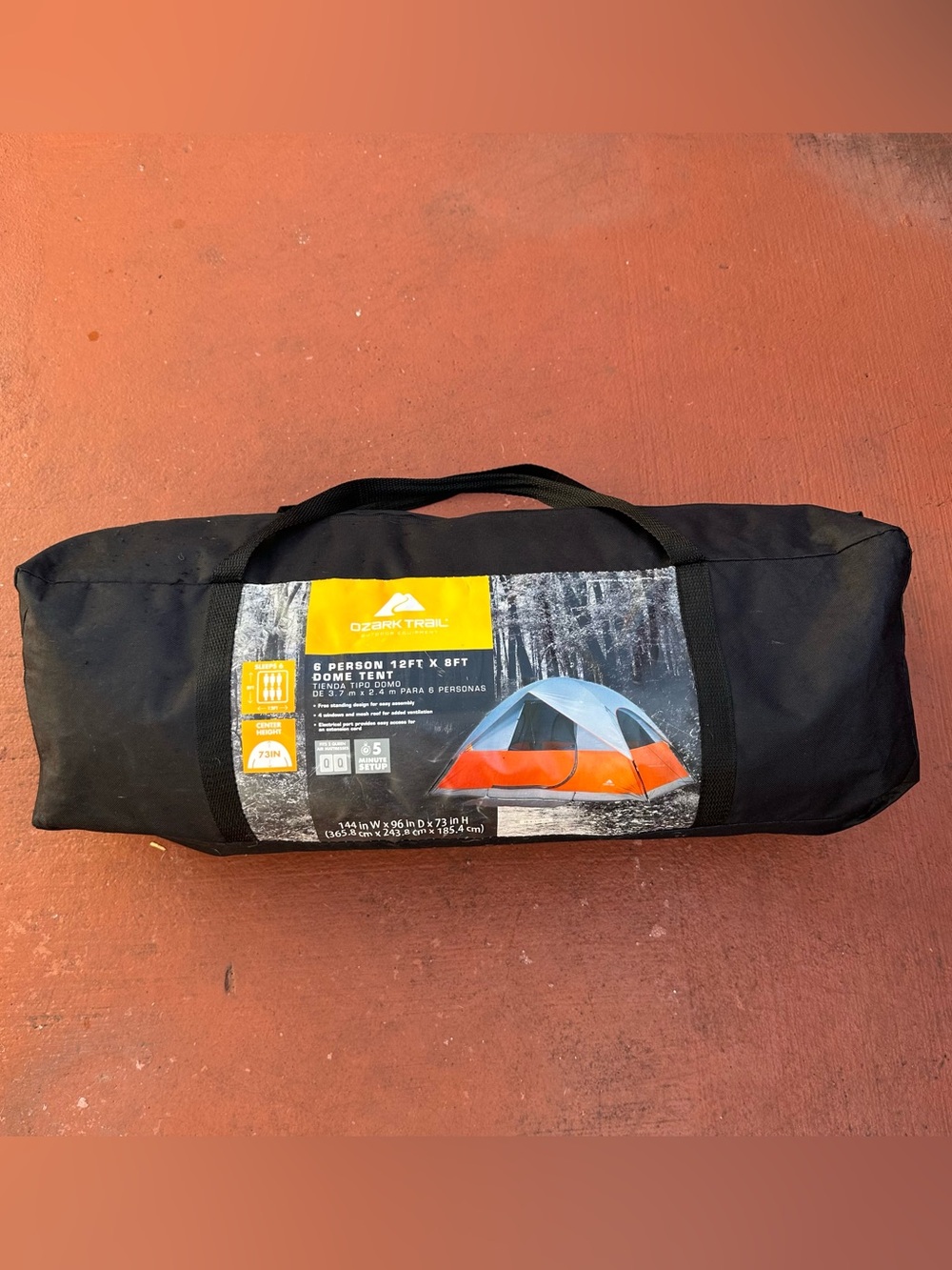 Ozark Trail Black Duffel Tent Carry Bag with Yellow Label